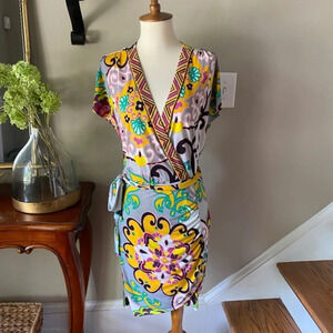 Hale Bob Vintage  Floral Print Wrap Dress  XS